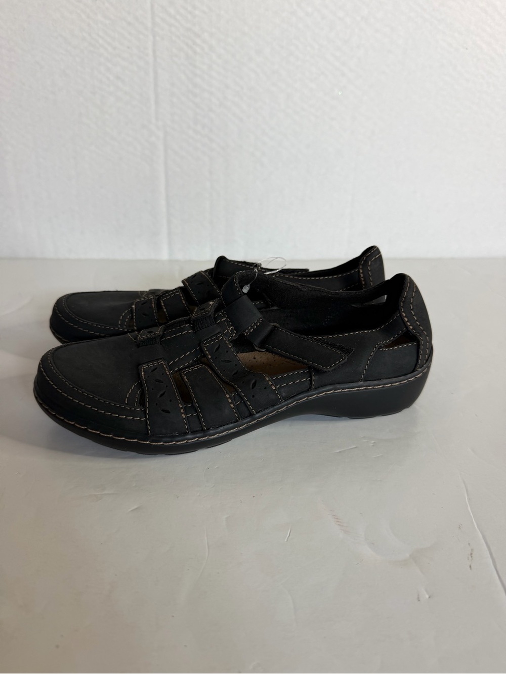 Clarks collections Cora River Black Leather Strappy Sandal